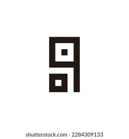 Letra o y q cuadrado, símbolo geométrico rectangular simple vector de logotipo
