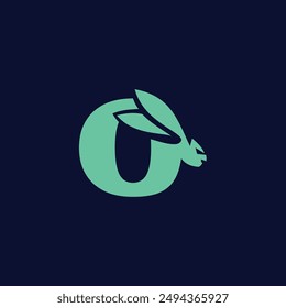 Letra O Icono del logotipo del conejo Vector 