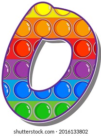 Letter O. Rainbow colored letters in the form of a popular children's game pop it. Bright letters on a white background.  Bright letters on a white background. 