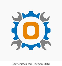 Letter O Repair Logo Gear Technology Symbol. Construction Service Logo Design