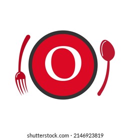 Letter O Restaurant Logo. Restaurant Logotype On Letter O Spoon And Fork Concept Vector