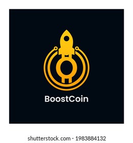 Letter O Rocket Boost Coin Logo Design