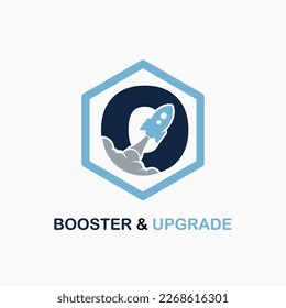 Letter O with Rocket Icon for Booster, Upgrade, Velocity, Speed for Finance, Education Business Consultant