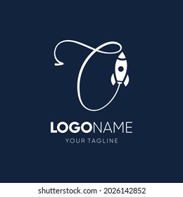 Letter O Rocket Logo Design Vector Graphic Icon Emblem Illustration 
