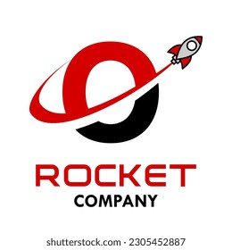 Letter o with rocket logo vector design illustration. Suitable for app icon, technology, education, corporate identity.