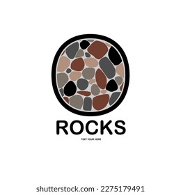 Letra o con la ilustración de la plantilla del logotipo de las rocas