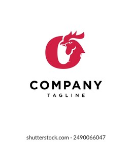 Letter O Rooster Head Logo Icon Vector