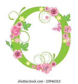 Letter O with roses for design