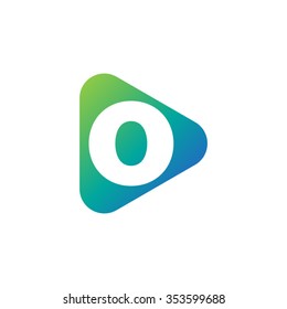 letter o rounded triangle shape icon logo blue green