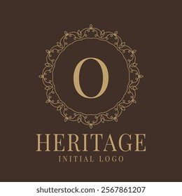 Letter O rustic heritage circular delicate initial logo