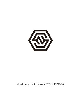 Letter O, S and N hexagon geometric symbol simple logo vector