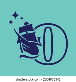 Letter O for sailing boat logo template