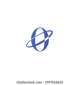 letter O Saturn blue vector logo design