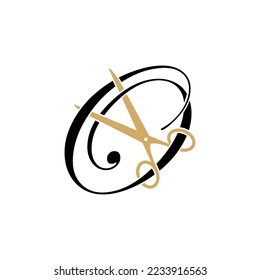 Letter O with scissor logo Vector 001