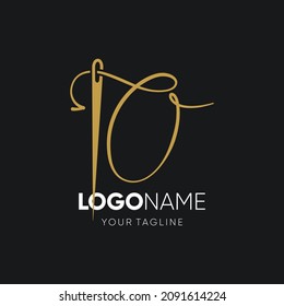 Letter O Sewing Needle Logo Design Vector Icon Graphic Emblem Illustration