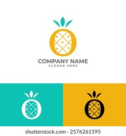 Letter O in the shape of a pineapple fruit. symbolizes freshness, energy, and the spirit of summer. appealing and memorable, perfect for businesses related to food, beverages, or healthy living.