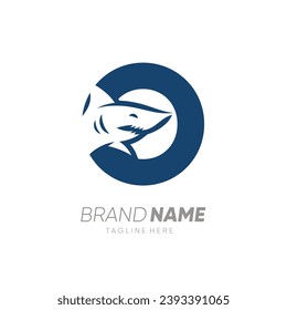 Letter O Shark Logo Design Vector Icon Graphic Emblem Illustration