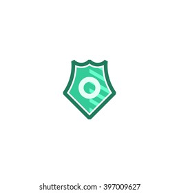  Letter O in shield/crest logo icon. Alphabet logotype vector design template.