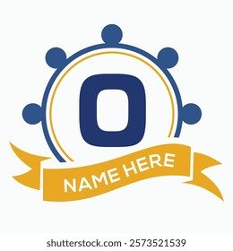 Letter O Ship Wheal Logo Concept For Ship and Boat Steering Wheel Symbol. Boat Wheel Control Symbol