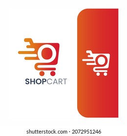 Letter O Shopping Cart Logo, Fast Trolley Shop Icon