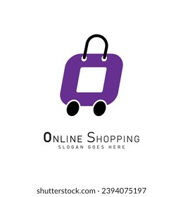 Letter O for Shopping Logo template, ecommerce icon. Alphabet O bag design concept vector logo