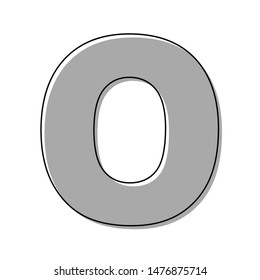 Letter O sign design template element. Black line icon with gray shifted flat filled icon on white background. Illustration.