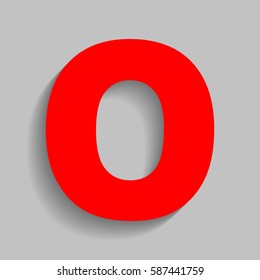 Letter O sign design template element. Vector. Red icon with soft shadow on gray background.