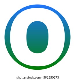 Letter O sign design template element. Vector. White icon in bluish circle on white background. Isolated.