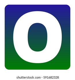 Letter O sign design template element. Vector. White icon at green-blue gradient square with rounded corners on white background. Isolated.