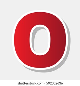 Letter O sign design template element. Vector. New year reddish icon with outside stroke and gray shadow on light gray background.