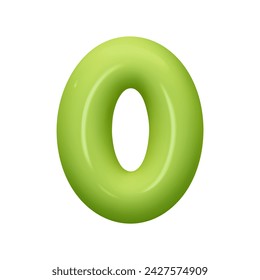 letter O. letter sign green color. Realistic 3d design in cartoon balloon style. Isolated on white background. vector illustration