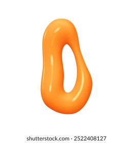 letter O. letter sign orange soft color. Realistic 3d design in cartoon liquid paint style. Isolated on white background. vector illustration