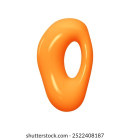 letter O. letter sign orange soft color. Realistic 3d design in cartoon liquid paint style. Isolated on white background. vector illustration