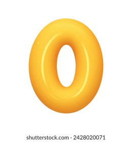 letter O. letter sign yellow color. Realistic 3d design in cartoon balloon style. Isolated on white background. vector illustration