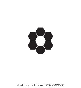 letter o six hexagons. hexagon invisible simple symbol logo vector