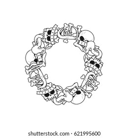 Letter O skeleton Bones Font. Anatomy of an alphabet symbol. dead ABC sign

