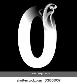 Letter O with smoke waves. Vector illustration.You can easily change the background color without having to do with character and smoke.