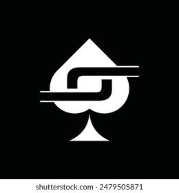 Letter O Spade Game Casino Simple Modern Icon Design Logo