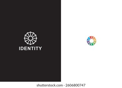 Letter O Spark Monogram, Minimal geometric shape logo, geometric company identity with two background. 