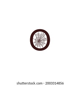 Letter O  with spider web icon design template vector illustration