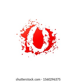 Letter O  Splatter logo icon.  Abstract Design concept red blood splash  with hidden letter O logo icon for initial, company identity and more brands.