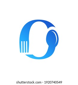 Letter O Spoon and Fork Logo Design Vecktor