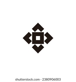 Letter o square arrows  geometric symbol simple logo vector