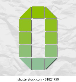 Letter O from squares and triangles on a paper-background. Vector illustration