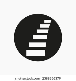 Letter O Stair Logo. Step Logo Symbol Alphabet Based Vector Template