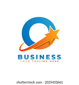 Letter O with Star Swoosh Logo Design. Suitable for Start up, Logistic, Business Logo Template