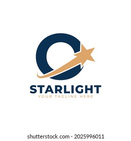 Letter O with Star Swoosh Logo Design. Suitable for Start up, Logistic, Business Logo Template