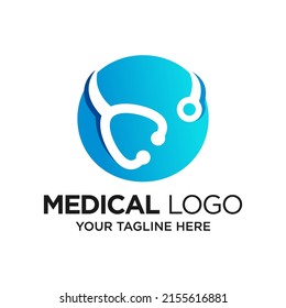 Letter O Stethoscope Logo Design Template Inspiration, Vector Illustration.