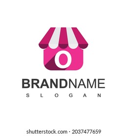 Letter O store logo design Template, Online shop Symbol.