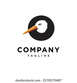 Letter O Stork Logo Icon Vector